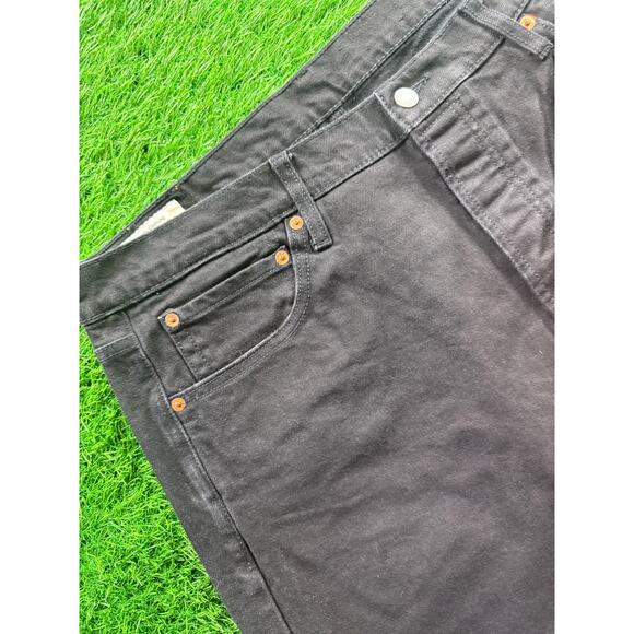 Levi’s Premium Mens 501 Black Button Fly Jeans 36x32 Straight Leg Denim Fit Slim - Picture 8 of 16